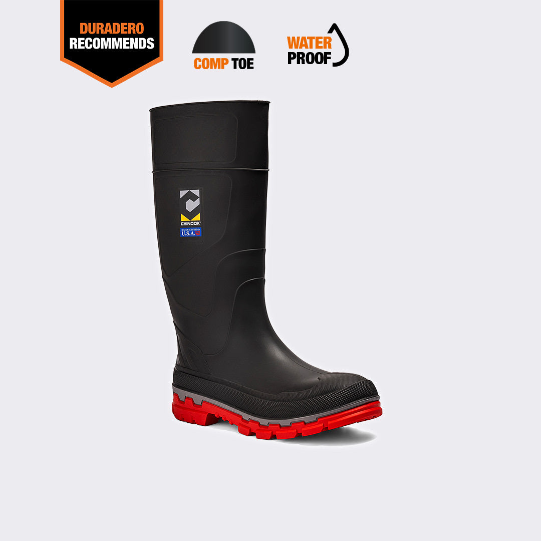 Kickaxe 15" Men's Waterproof Rubber Boot - Grey/Orange